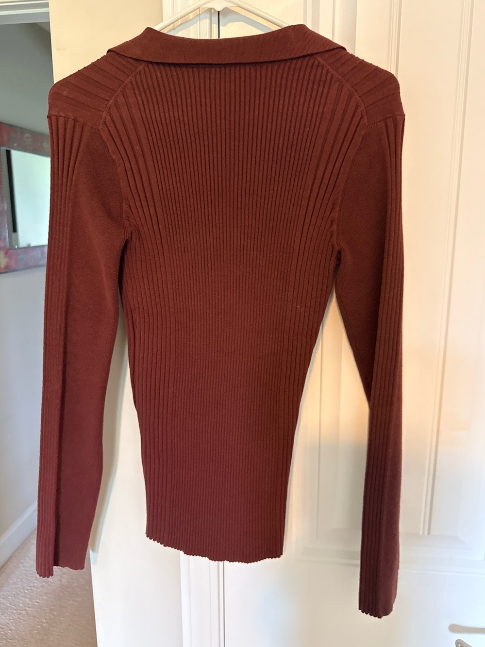 Sundance Brown Ribbed Button-Front Long Sleeve Collared Top - Picture 5 of 5
